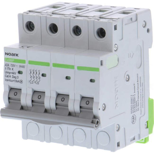 Noark 40 Amp DC EX9BP-N Miniature Circuit Breaker MCB 4 Pole K Curve 10kA