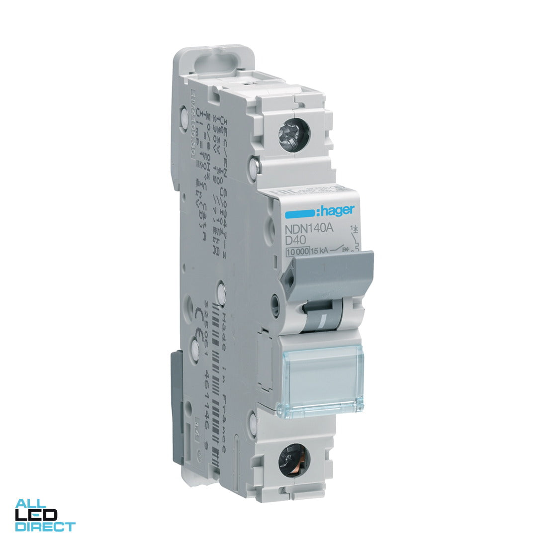 Hager 40 Amp Miniature Circuit Breaker MCB D Curve 1 Pole 10kA ALL LED Direct