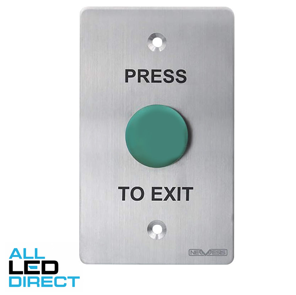 Stainless Steel Push Exit Button Green