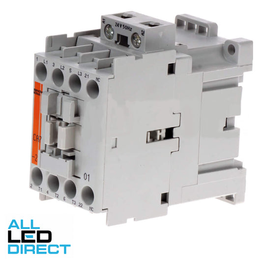 NHP 12 Amp to 32 Amp 3 Pole 11kW Contactor With 24 Volt AC Coil & 1 x N/C Auxiliary Contact