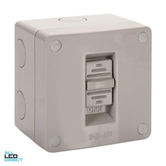 NHP 16 Amp 1 Gang N-LINE Weatherproof Switch Grey ALL LED Direct