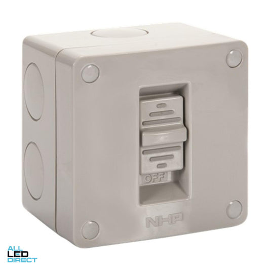 NHP 20 Amp 1 Gang N-LINE Weatherproof Switch Grey ALL LED Direct