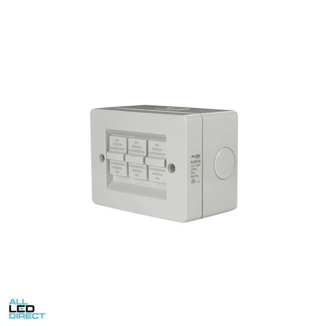 NHP 16 Amp 3 Gang N-LINE Large Weatherproof Switch Grey ALL LED Direct