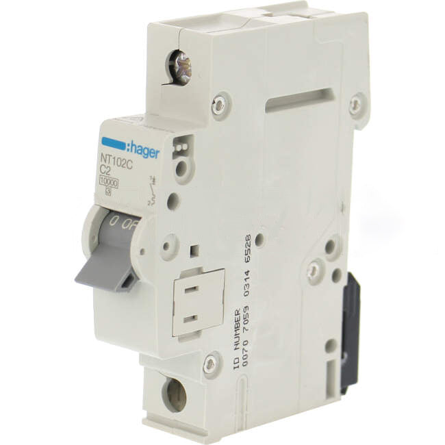 Hager 2 Amp Miniature Circuit Breaker MCB C Curve 1 Pole 10kA