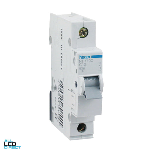 Hager 10 Amp Miniature Circuit Breaker MCB C Curve 1 Pole 10kA ALL LED Direct