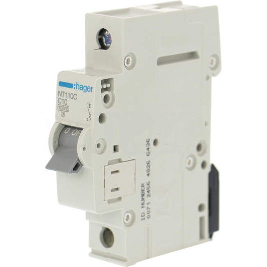 Hager 10 Amp Miniature Circuit Breaker MCB C Curve 1 Pole 10kA