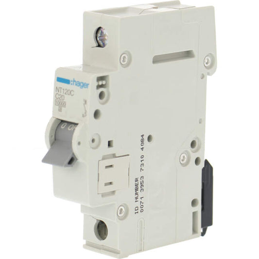 Hager 20 Amp Miniature Circuit Breaker MCB C Curve 1 Pole 10kA