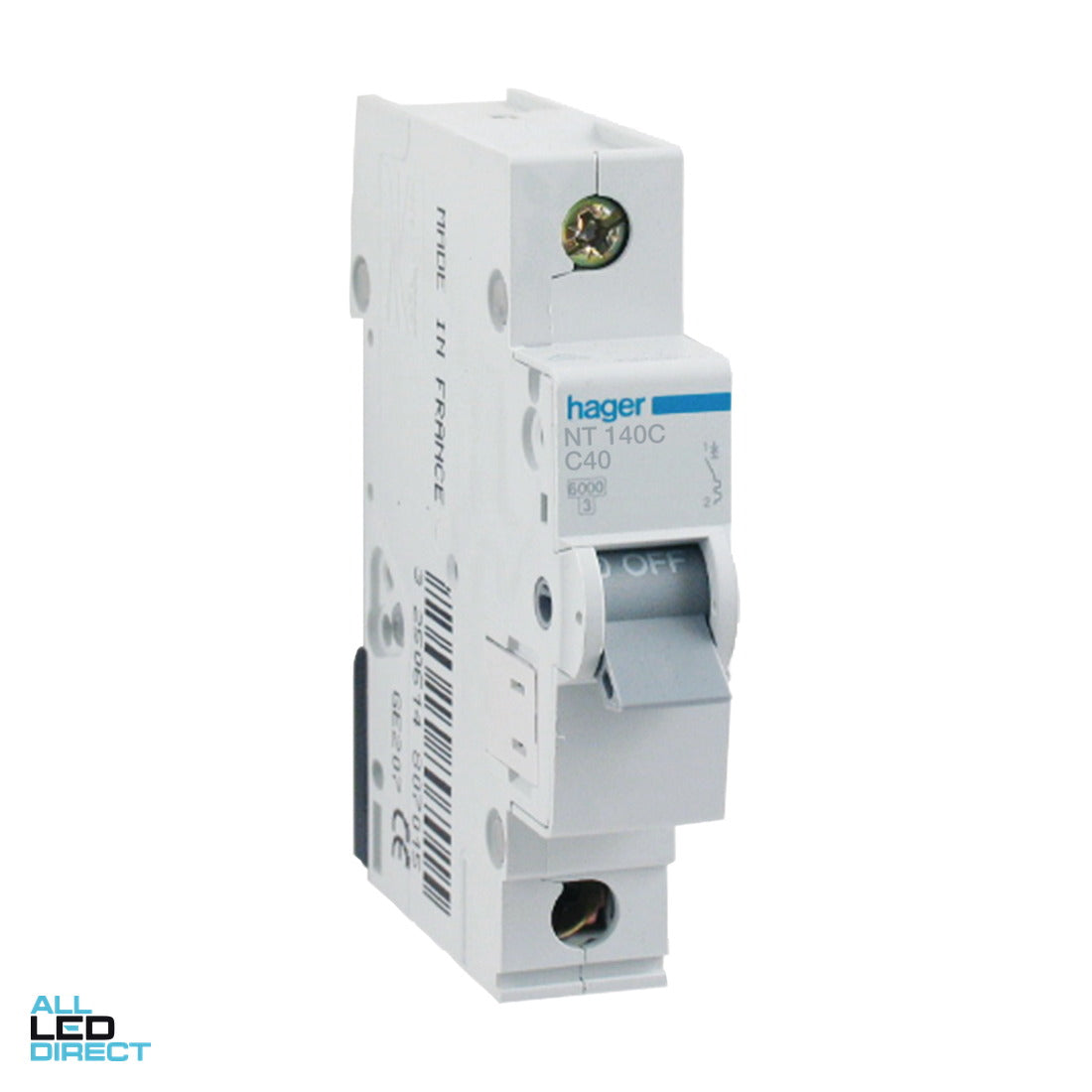 Hager 40 Amp Miniature Circuit Breaker MCB C Curve 1 Pole 10kA ALL LED Direct