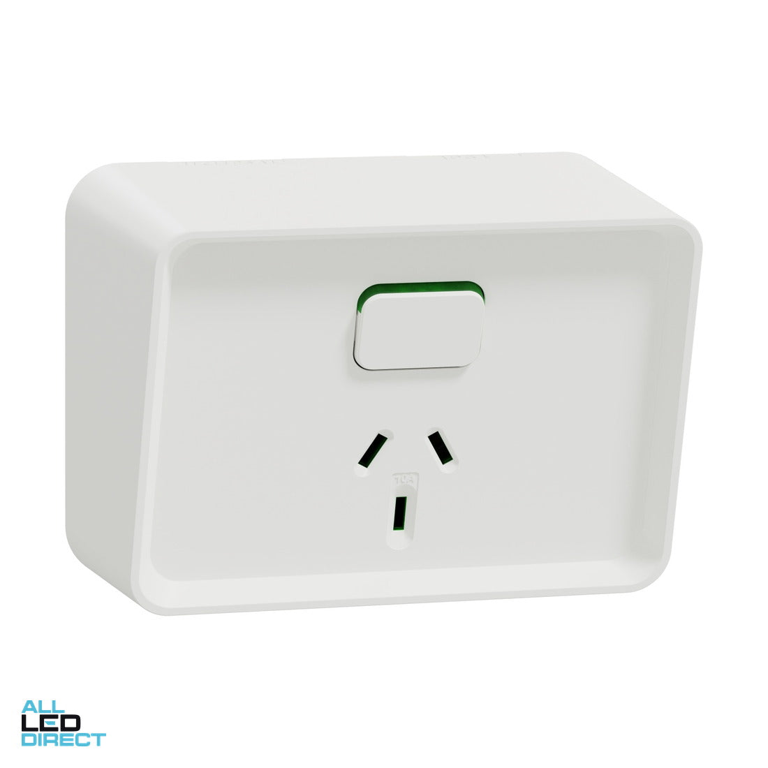 Clipsal 10 Amp ICONIC OUTDOOR Single Switched Weatherproof IP54 Powerpoint Extra Vivid White ALL LED Direct