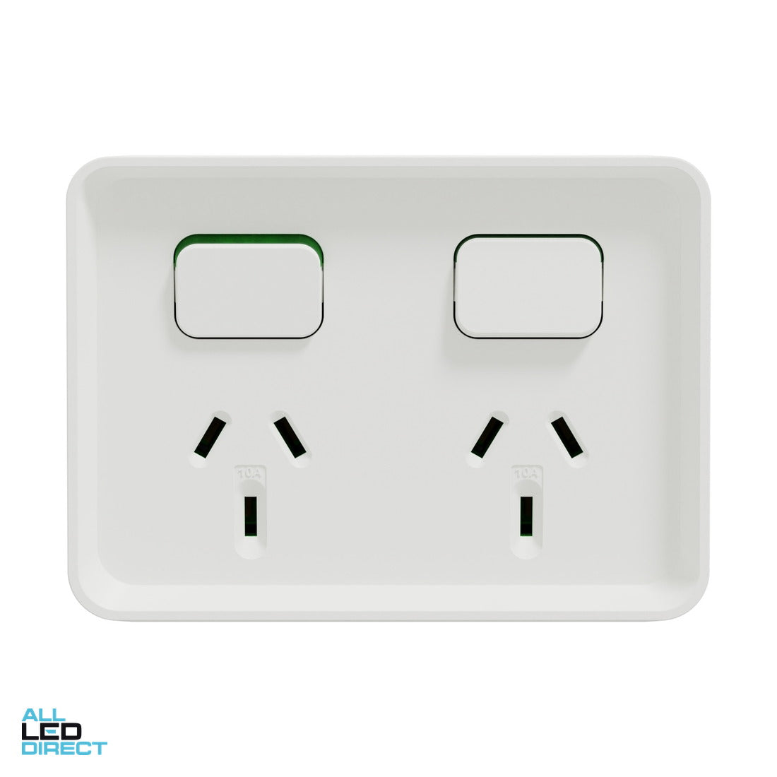 Clipsal 10 Amp ICONIC OUTDOOR Double Switched Weatherproof IP54 Powerpoint Extra Vivid White ALL LED Direct