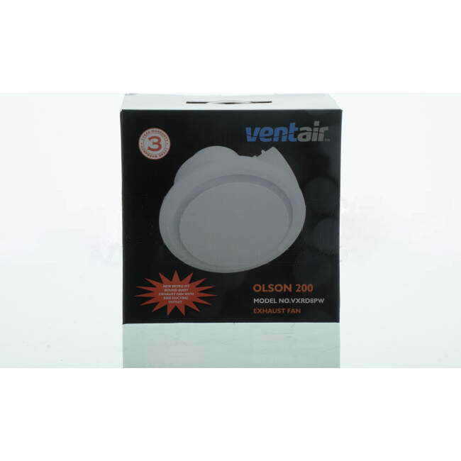 Ventair 270mm OLSON Flush Mounted Round Exhaust Fan White With Backactive Damper Suitable For 240mm Hole & 124mm Side Duct