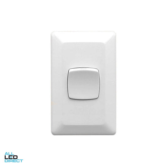 Clipsal 10 Amp 1 Gang PRESTIGE Vertical Internal Rocker Switch White ALL LED Direct