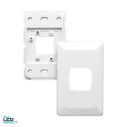Clipsal 1 Gang PRESTIGE Standard Grid Plate & Cover White Electric ALL LED Direct