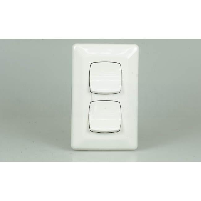 Clipsal 10 Amp 2 Gang PRESTIGE Vertical Internal Rocker Switch White