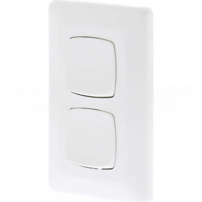 Clipsal 10 Amp 2 Gang PRESTIGE Vertical Internal Rocker Switch White