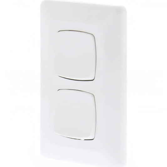 Clipsal 10 Amp 2 Gang PRESTIGE Vertical Internal Rocker Switch White