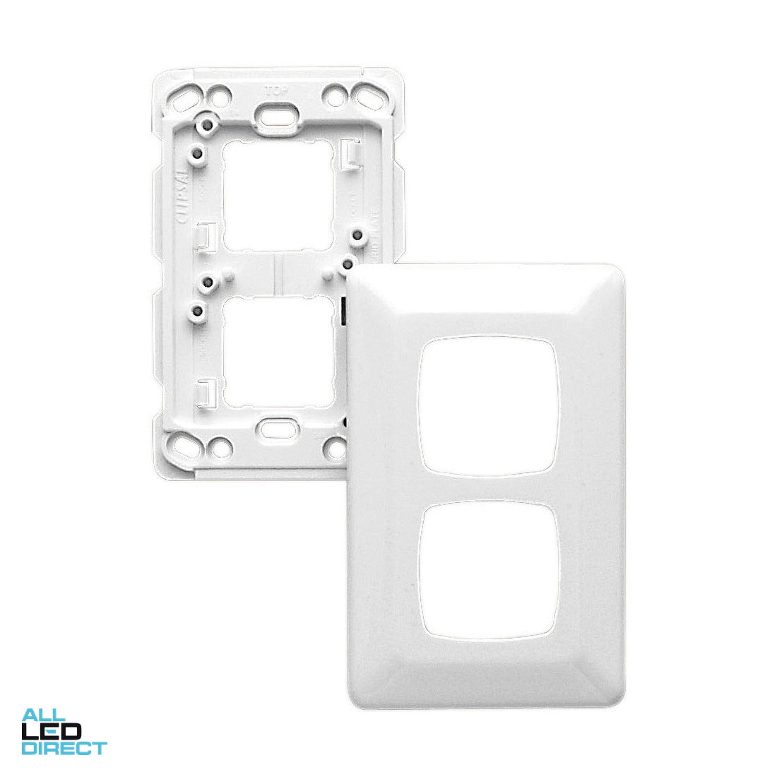 Clipsal 2 Gang PRESTIGE Standard Grid Plate And Cover White ALL LED Direct
