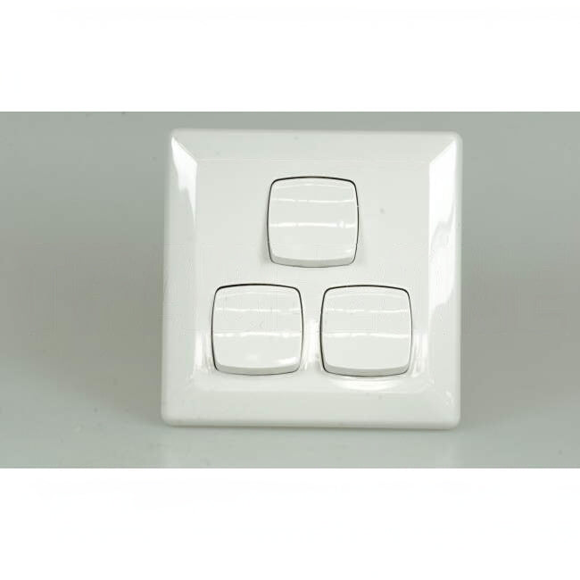 Clipsal 10 Amp 3 Gang PRESTIGE Vertical Internal Rocker Switch White