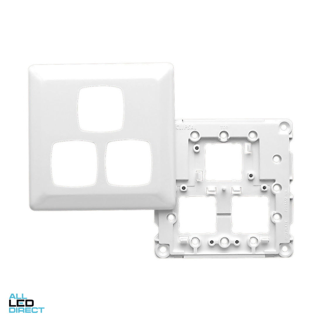 Clipsal 3 Gang PRESTIGE Large Format Grid Plate & Cover White Electric ALL LED Direct