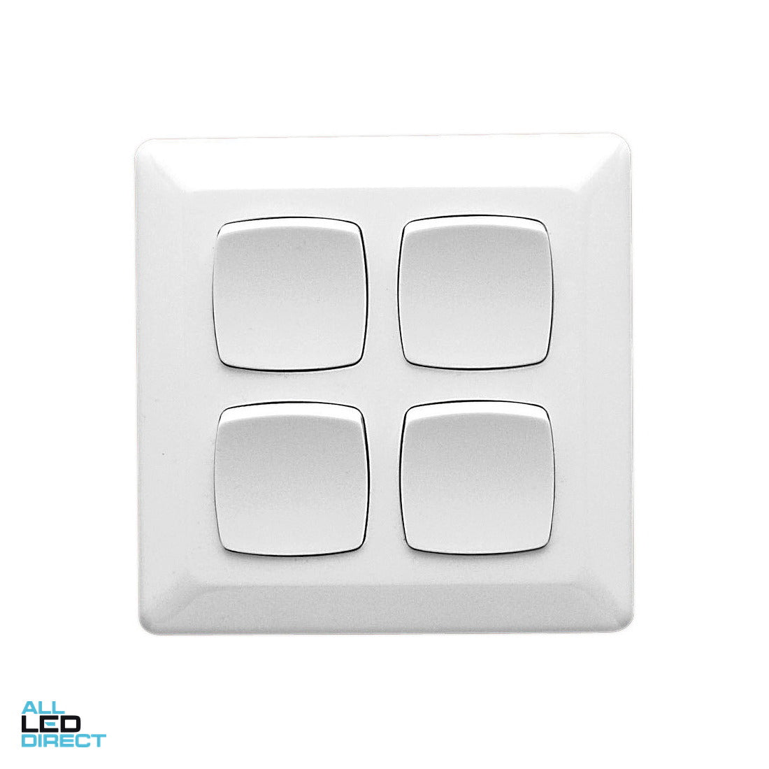Clipsal 10 Amp 4 Gang PRESTIGE Vertical Internal Rocker Switch White ALL LED Direct