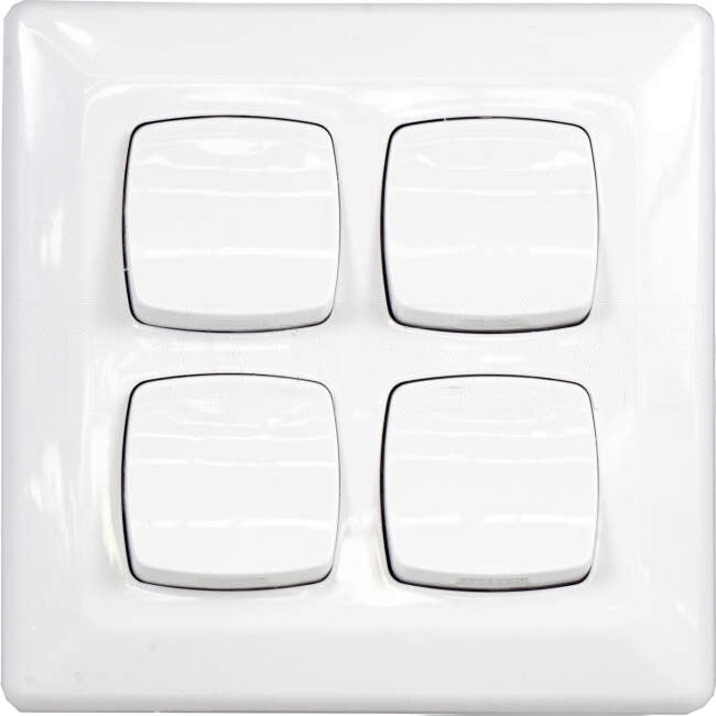 Clipsal 10 Amp 4 Gang PRESTIGE Vertical Internal Rocker Switch White