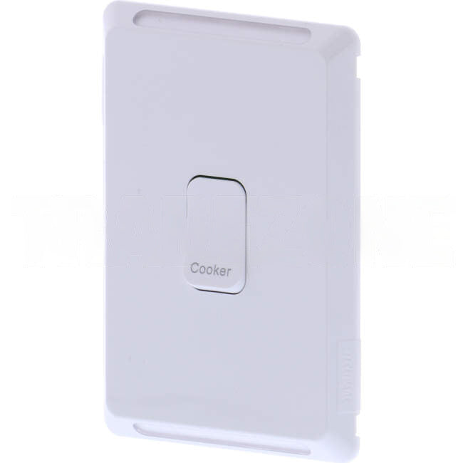 Clipsal 45 Amp 1 Gang PRO Series Vertical Internal Cooker Isolation Rocker Switch White