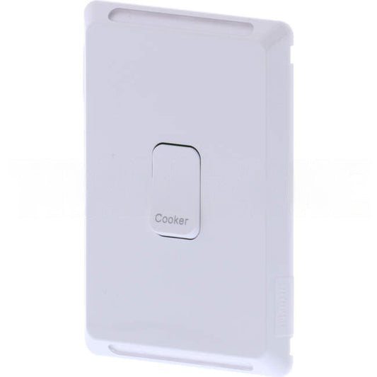 Clipsal 45 Amp 1 Gang PRO Series Vertical Internal Cooker Isolation Rocker Switch White