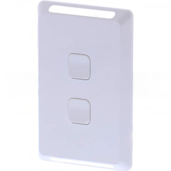 Clipsal 2 Gang PRO Series Vertical Internal Rocker Switch Cover Plate White