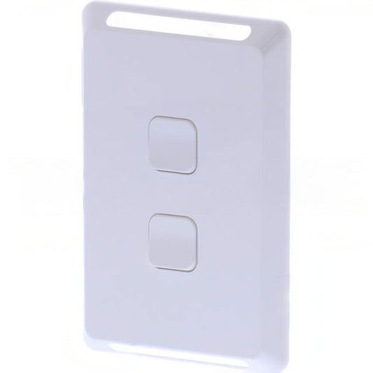 Clipsal 2 Gang PRO Series Vertical Internal Rocker Switch Cover Plate White