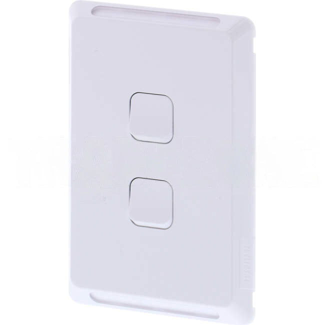 Clipsal 10 Amp 2 Gang PRO Series Vertical Internal Rocker Switch White