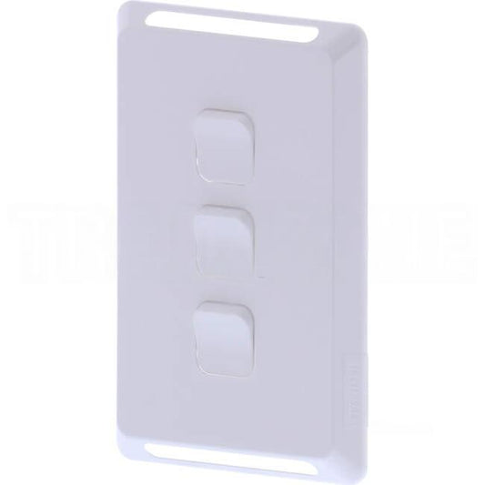 Clipsal 3 Gang PRO Series Vertical Internal Rocker Switch Cover Plate White