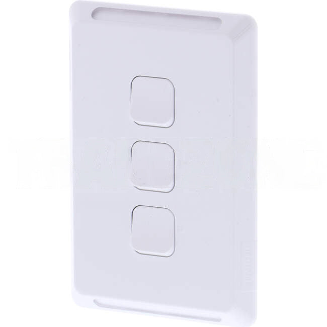 Clipsal 10 Amp 3 Gang PRO Series Vertical Internal Rocker Switch White