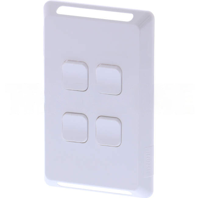 Clipsal 4 Gang PRO Series Vertical Internal Rocker Switch Cover Plate White