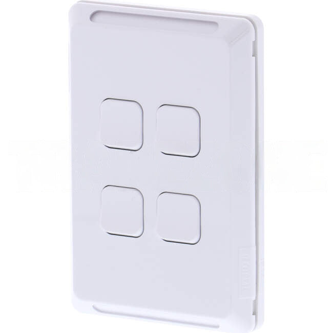 Clipsal 10 Amp 4 Gang Pro Series Vertical Internal Waterproof Rocker Switch IP44 White