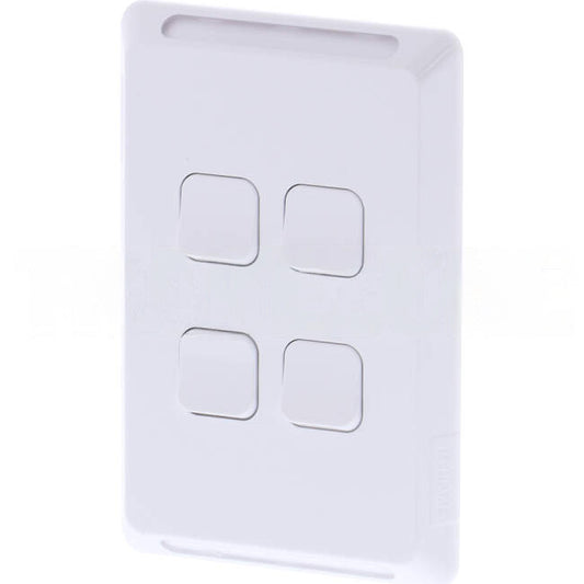 Clipsal 10 Amp 4 Gang PRO Series Vertical Internal Rocker Switch White