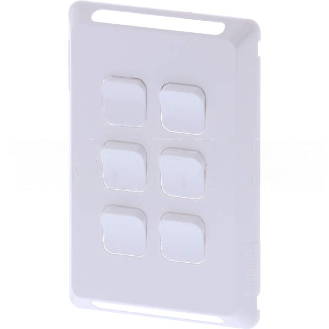 Clipsal 6 Gang PRO Series Vertical Internal Rocker Switch Cover Plate White