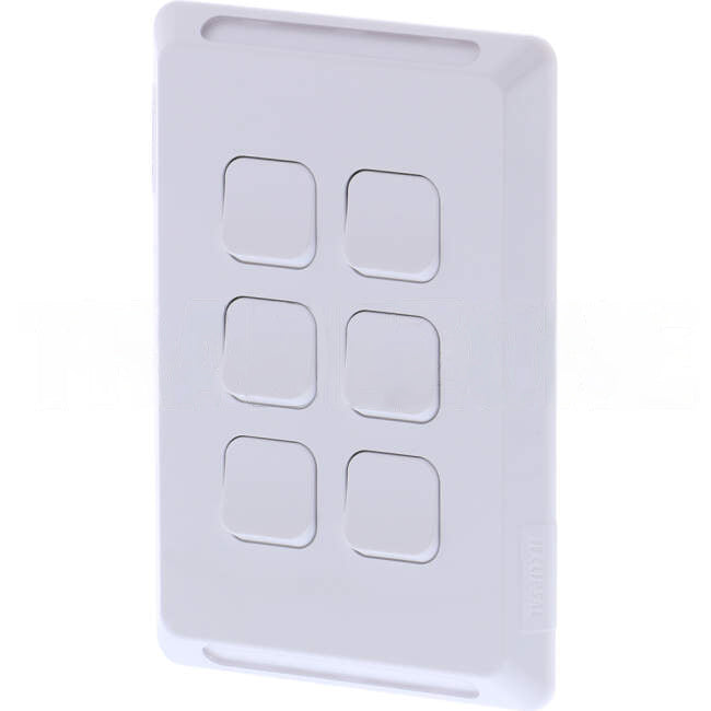 Clipsal 10 Amp 6 Gang PRO Series Vertical Internal Rocker Switch White