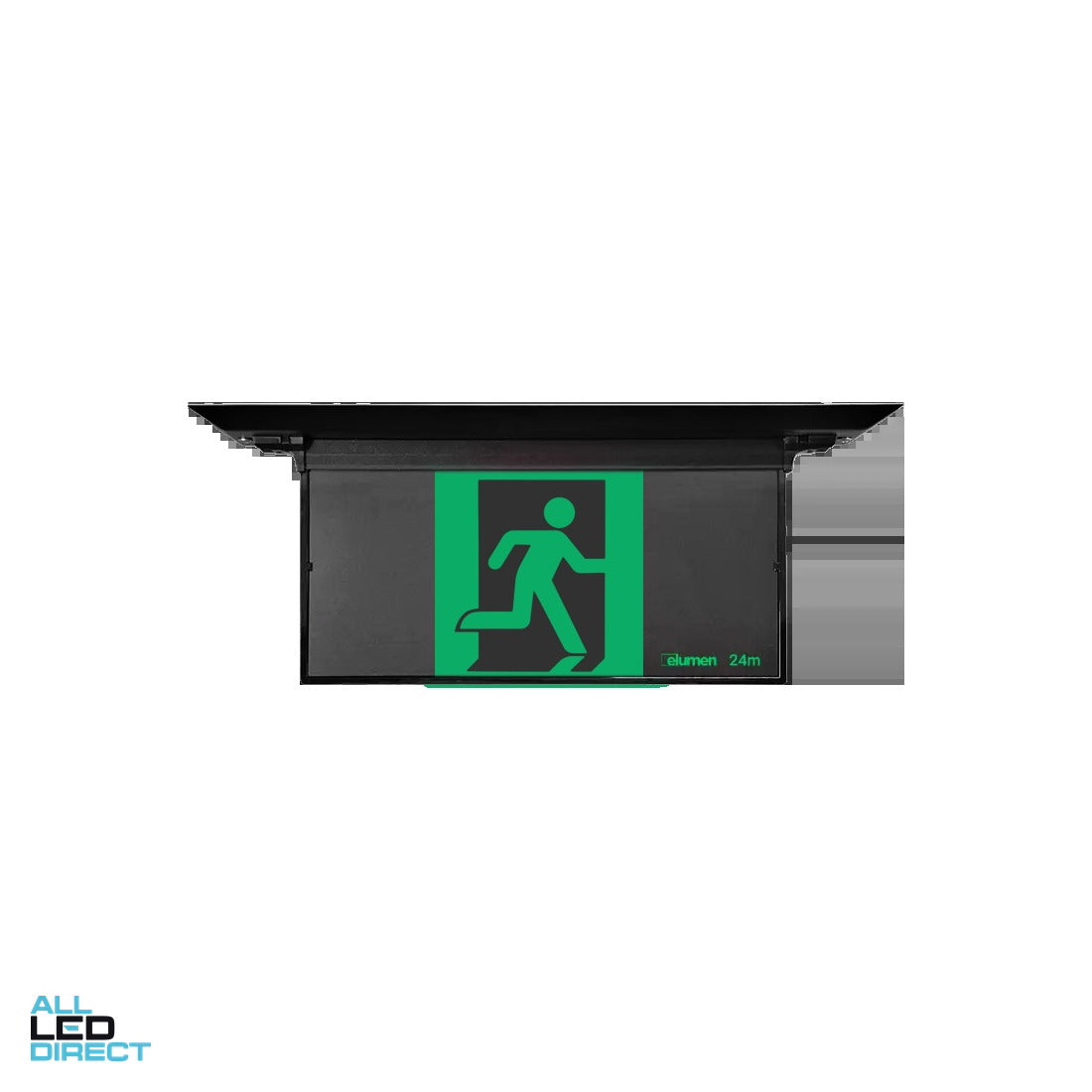 Elumen 7 W Black Recessed Mounted Emergency LED Exit Light with Self Testing Technology ALL LED Direct