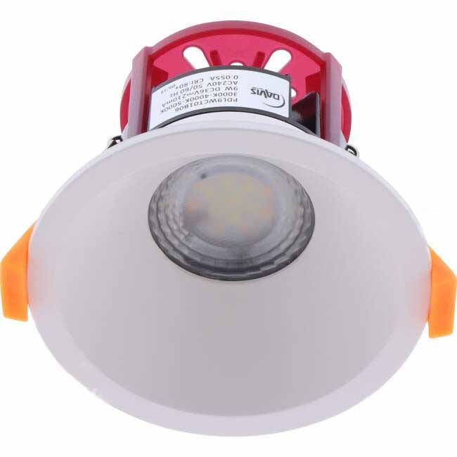 Davis Lighting 9 Watt PICTON 90mm Cut Out LED ANTI GLARE Downlight White TRI Colour