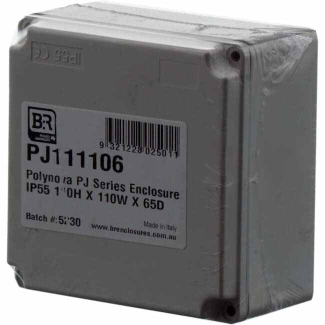 B&R POLYNOVA PJ 110mm W x 110mm H x 65mm D Square Adaptable Box With Opaque Lid