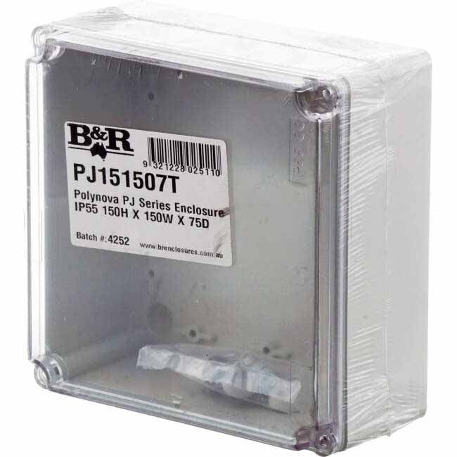 B&R POLYNOVA PJ 150mm W x 150mm H x 75mm D Square Adaptable Box With Clear Lid