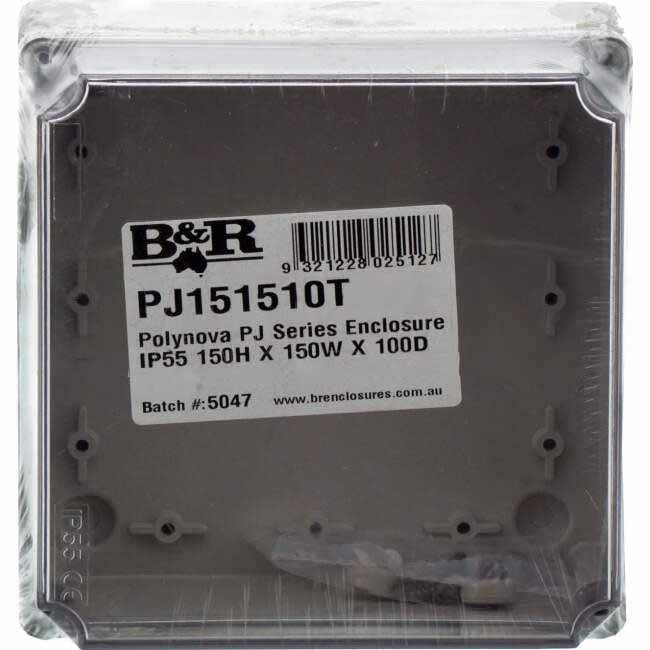 B&R POLYNOVA PJ 150mm W x 150mm H x 100mm D Square Adaptable Box With Clear Lid