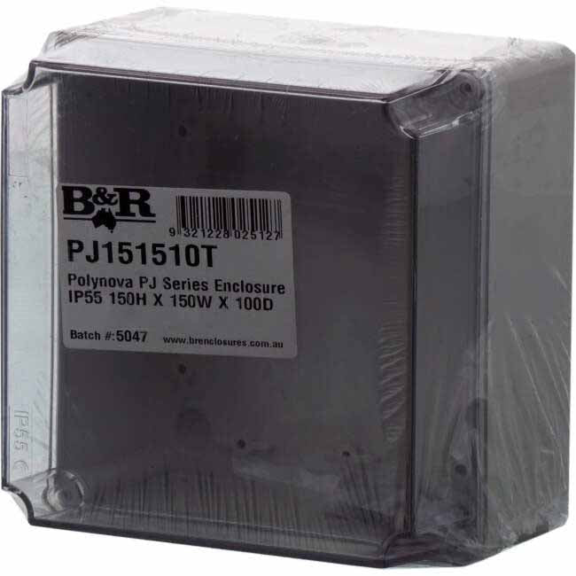 B&R POLYNOVA PJ 150mm W x 150mm H x 100mm D Square Adaptable Box With Clear Lid