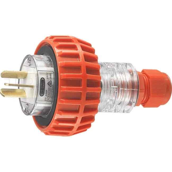 GEN3 20 Amp Single Phase 3 Flat Pins IP66 Straight Industrial Plug Orange - Default Title (PL1PH20)