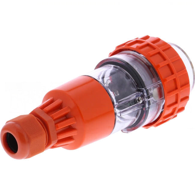 GEN3 20 Amp 3 Phase 4 Round Pins IP66 Straight Industrial Plug Orange