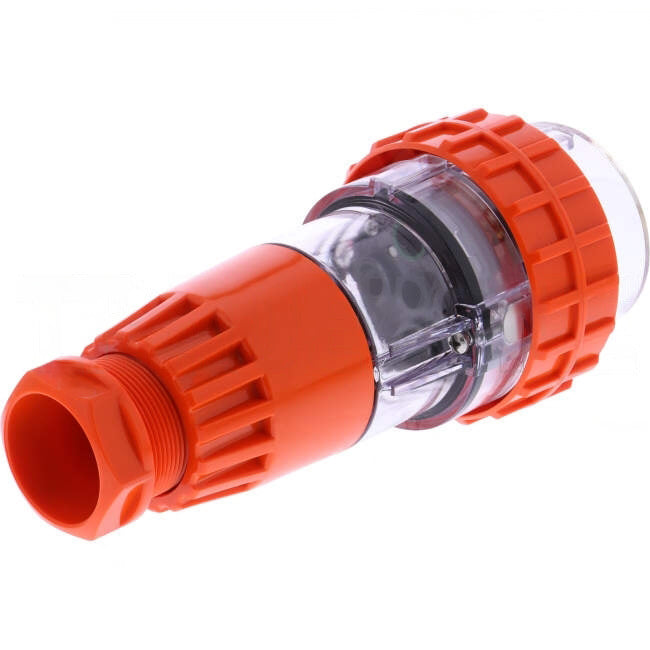 GEN3 32 Amp 3 Phase 4 Round Pins IP66 Straight Industrial Plug Orange