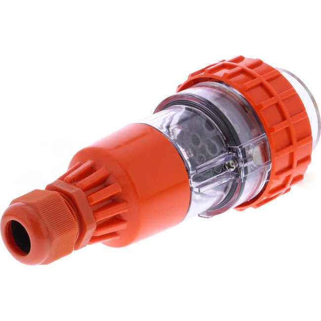 GEN3 20 Amp 3 Phase 5 Round Pins IP66 Straight Industrial Plug Orange