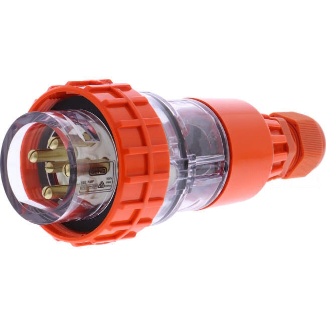 GEN3 20 Amp 3 Phase 5 Round Pins IP66 Straight Industrial Plug Orange