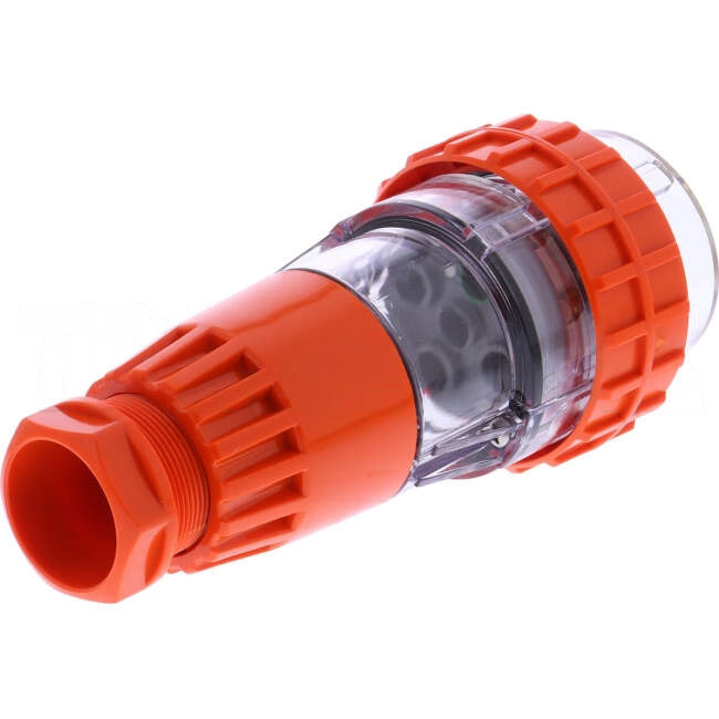 GEN3 32 Amp 3 Phase 5 Round Pins IP66 Straight Industrial Plug Orange