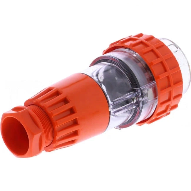 GEN3 32 Amp Single Phase 3 Round Pins IP66 Straight Industrial Plug Orange